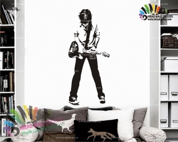 استیکر دیواری نت و موسیقی پسر گیتاریست Guitar Boy Wallstickers کد h952