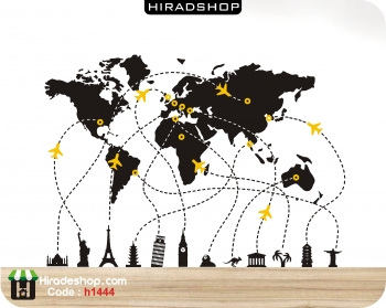 استیکر آژانس هواپیمایی نقشه جهان World Map Wallstickers کد h1444