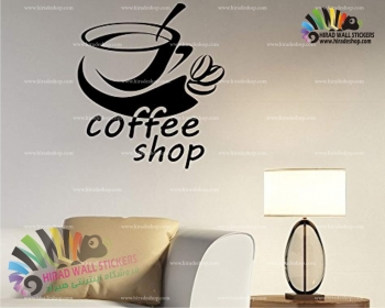 استیکر و برچسب دیواری کافی شاپ و کافه رستوران فنجان قهوه Coffee Shop Cup of Coffee Wallstickers کد h1038