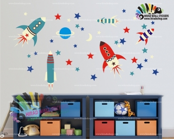 استیکر دیواری اتاق کودک و نوزاد فضاپیما شاتل فضایی Spacecraft Wallstickers کد h1121