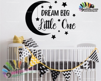 استیکر اتاق کودک ماه و ستاره و dream big little one کد h841