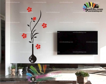 استیکر و برچسب دیواری گلدان گل با شکوفه کد h668