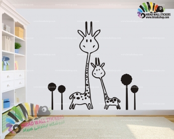 استیکر و برچسب دیواری اتاق کودک زرافه giraff wall stickers ، baby roomکد h1339