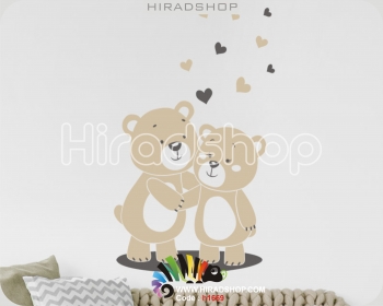 استیکر و برچسب دیواری اتاق کودک خرس های عاشق کد h1669
