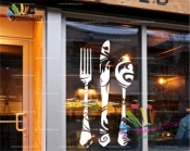 استیکر رستوران و آشپزخانه قاشق و چنگال Spoon Fork Wallstickers کد h1507