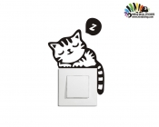 استیکر کلید و پریز گربه خوابیده cat wallstickersکدh2130