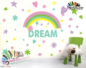 استیکر و برچسب دیواری اتاق کودک رنگین کمان با اسم دلخواهRainbow baby room with a name of your choice کد h1864
