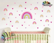 استیکر و برچسب دیواری اتاق کودک پک تکرار شونده رنگین کمان rainbow pack wallstickers  کد 1988