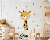 استیکر و برچسب دیواری اتاق کودک زرافه و دایره giraffe wallstickersکد h2321
