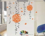 استیکر و برچسب دیواری گل و شاخه و پروانهflower,brunch,butterfly کد h1772