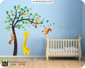 استیکر و برچسب دیواری حیوانات اتاق کودک h1769 babyroom animals wallstickers