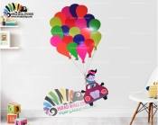 استیکر دیواری برجسته چوبی اتاق کودک دخترک و بادکنک ها Little Girl and Balloons Embossed Wallstickers کد hacs160