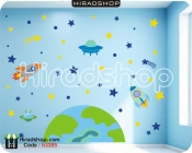 استیکر و برچسب دیواری اتاق کودک سیارات فضایی موشک و سفینه و زمین  Space planets, rockets, ships and earth  Community Verified icon کد h3305
